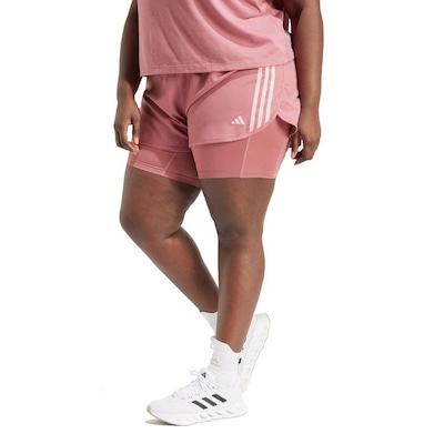 Shorts adidas 2 em 1 Own The Run Três Listras Plus Size - Feminino - Foto 2