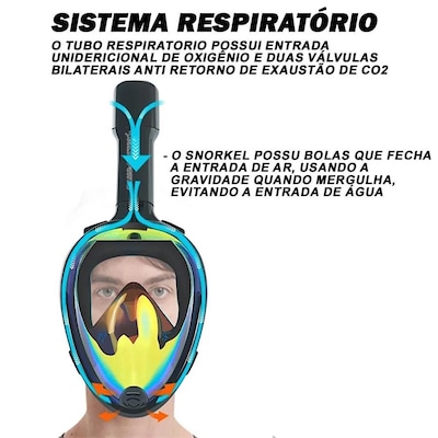 Mascara Subaquática de De Mergulho Gold Sports Pro Polarizada Full Face com Snorkel - Foto 6