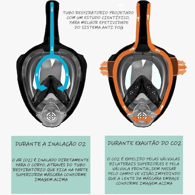 Mascara Subaquática de De Mergulho Gold Sports Sea Full Face com Snorkel - Foto 5