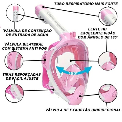Mascara Subaquática de De Mergulho Gold Sports Sea Full Face com Snorkel - Foto 4