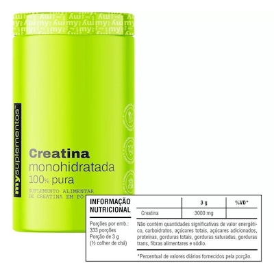 Creatina Monohidratada My Suplementos 100% Pura Creapure - Neutro - 1kg - Foto 2
