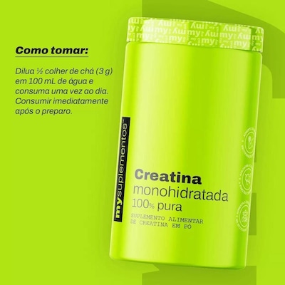 Creatina Monohidratada My Suplementos 100% Pura Creapure - Neutro - 1kg - Foto 3