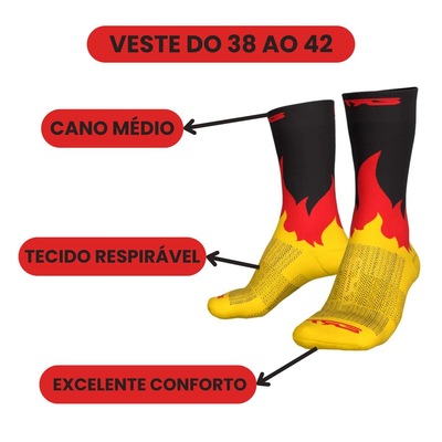 Meia Ciclismo Corrida Esportiva Cano Médio Ert On Fire - Foto 2