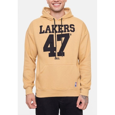 Blusão De Moletom Com Capuz Nba Number Twill Los Angeles Lakers Mascavo - Masculino - Foto 3