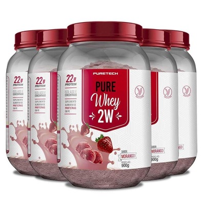 Kit 5X Whey Protein 2W 900G - Puretech - Foto 1
