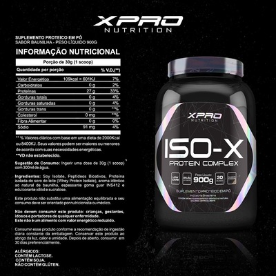 Kit Whey Protein Iso - X Complex 900G - Xpro Nutrition + Bcaa 250G - Universal - Foto 2