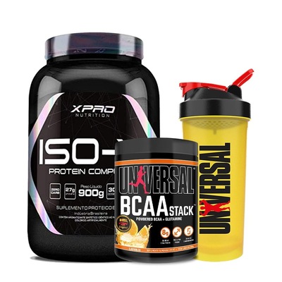 Kit Whey Protein Iso-X 900G - Xpro Nutrition + Bcaa Stack 250G + Coqueteleira 600Ml - Universal - Foto 1