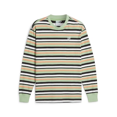 Camiseta Manga Longa Puma Downtown 180 Striped - Unissex - Foto 1