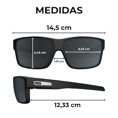 Óculos de Sol Unissex Hb Big Vert Matte Black - Foto 4