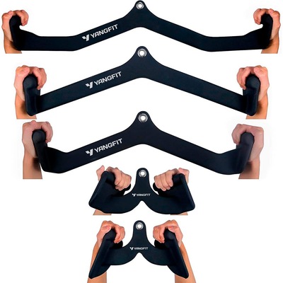 Kit Puxadores Anatômicos Academia Musculação Yangfit + Suporte - Foto 4