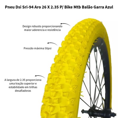 Pneu Mtb 26X2.35 Dsi Sri Amarelo - Foto 2