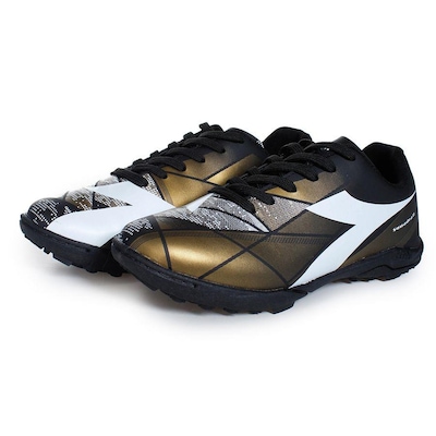 Chuteira Society Diadora Squadra II França Preto e Dourado Masculino - Diadora - Foto 3