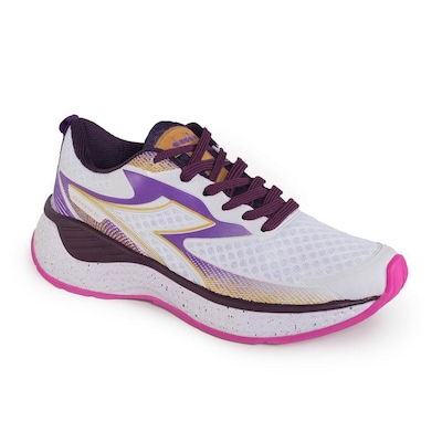 Tênis Esportivo Diadora Giove Branco e Roxo Feminino - Diadora - Foto 2