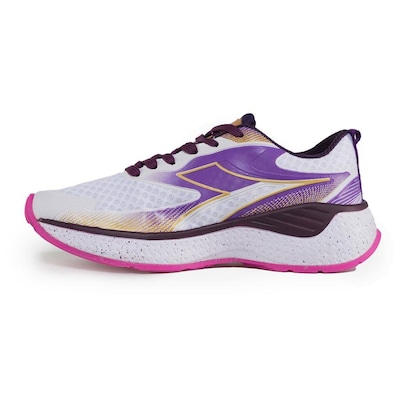 Tênis Esportivo Diadora Giove Branco e Roxo Feminino - Diadora - Foto 3