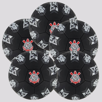 Kit 5 Bolas Corinthians Estádios 24 Preta - Foto 1