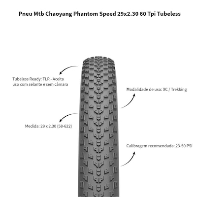 Pneu de Bike MTB Chaoyang Phantom Speed 29X2.30 60 Tpi Tubeless - Foto 2