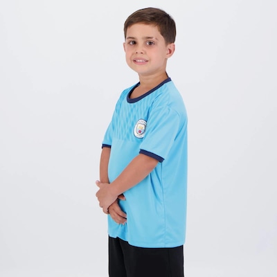 Camisa Manchester City Maine Infantil Azul - Foto 3