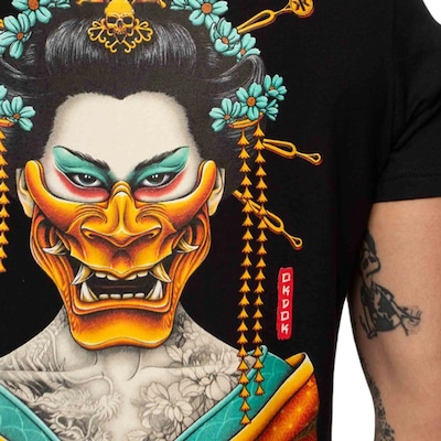 Camiseta Masculina Okdok Artistic Gueixa - OKDOK - Masculino - Foto 3