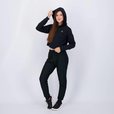 Conjunto Cropped Manga Longa e Calça Area Preta - Foto 4