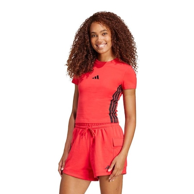 Camiseta Baby Look adidas Essentials Três Listras Slim - Feminina - Foto 2