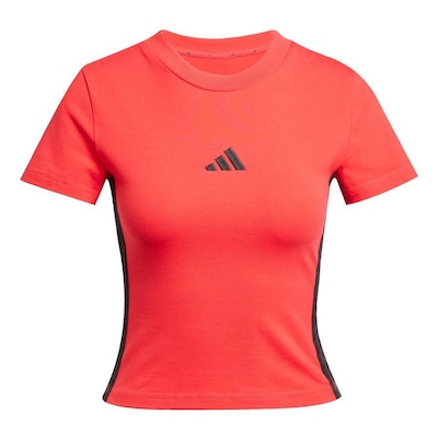 Camiseta Baby Look adidas Essentials Três Listras Slim - Feminina - Foto 1