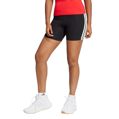 Shorts adidas Biker Cós Alto Essentials Três Listras - Feminina - Foto 2