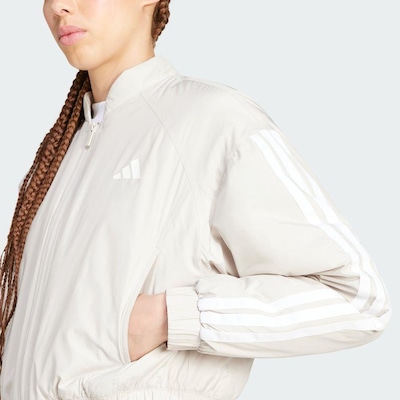 Jaqueta Bomber adidas Cropped Isolamento Essentials Três Listras - Feminina - Foto 6