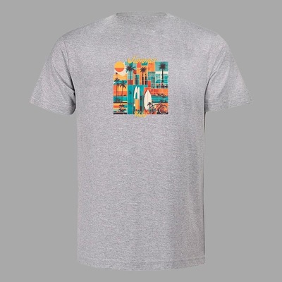Camiseta Masculina Plus Size Cinza Mescla Algodão Prime L a Summer Pime Wss - Foto 2