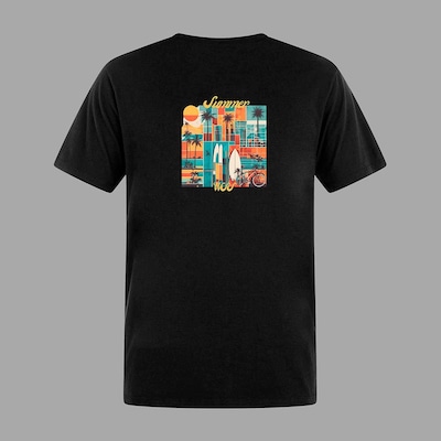Camiseta Plus Size Masculina Preta Surf L A Summer Algodão Pime WSS - Foto 2