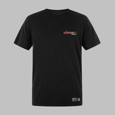 Camiseta Plus Size Masculina Preta Surf L A Summer Algodão Pime WSS - Foto 1
