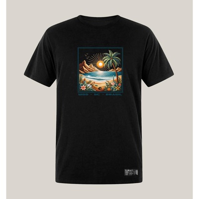 Camiseta Plus Size Masculina Preta Algodão Prime WSS Brasil Seaside - Foto 1