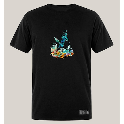 Camiseta Plus Size Masculina Preta Algodão Prime WSS Brasil Dive - Foto 1
