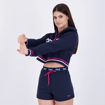 Conjunto Cropped Manga Longa Everlast e Shorts Moletom Everlast - Feminino - Foto 3