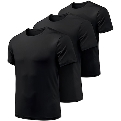 Kit com 3 Camisetas Manga Curta Slim Fitness Dryfit Masculina Proteção UV - Foto 1