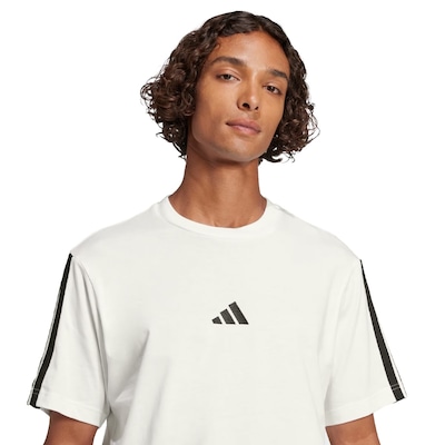 Camiseta Malha Simples Essentials Três Listras - adidas - Homem - Foto 3