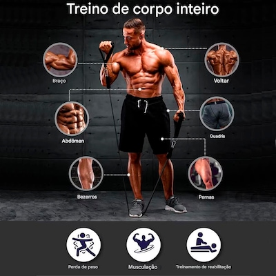 Kit Multi Extensores Elásticos Gold Sports Super Pro até 70Kgs - Foto 5