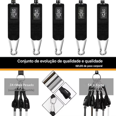Kit Multi Extensores Elásticos Gold Sports Super Pro até 70Kgs - Foto 6