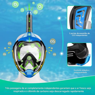 Mascara Subaquática de de Mergulho Gold Sports Gold Full Face Com Snorkel - Foto 4