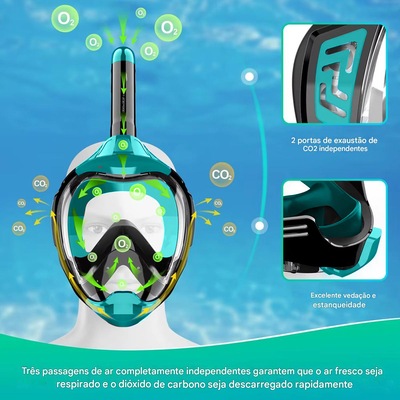 Mascara Subaquática de de Mergulho Gold Sports Gold Full Face Com Snorkel - Foto 4