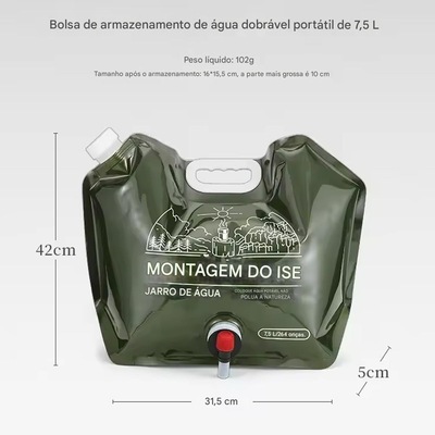Saco de Água Dobrável Gold Sports Com Torneira 7.5 a 8 Litros Para Acampamento - Foto 2