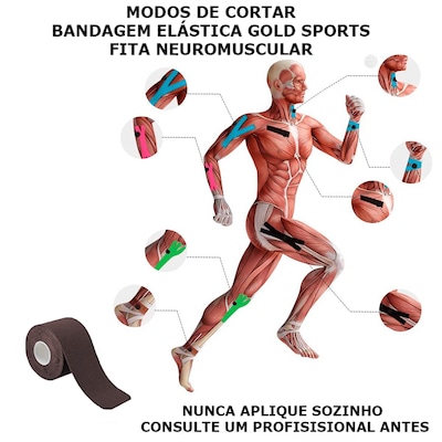 Bandagem Elástica Gold Sports Adesiva Neuromuscular - Foto 4