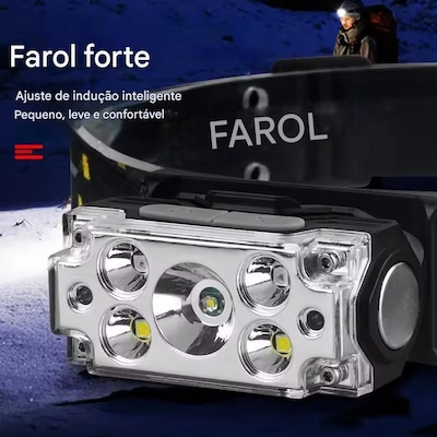 Lanterna Cabeça Gold Sports Magnética Leds Cob RecarregáveL Prova d Água 4 Modos de Iluminação - Foto 6