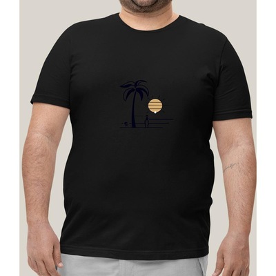 Camiseta Plus Size Masculina Preta Algodão Prime WSS Brasil Sun Gazing - Foto 1