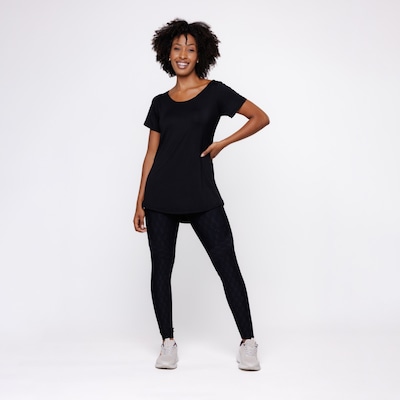 Camiseta Manga Curta Orbis Fitness Comprida Tapa Bumbum - Feminina - Foto 3