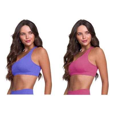 Top Canelado Selene Sem Costura - 2 Unidades - Feminino - Foto 1