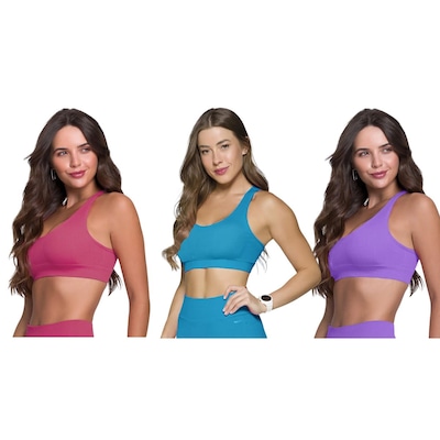 Top Canelado Selene Sem Costura - 3 Unidades - Feminino - Foto 1