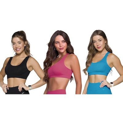 Top Canelado Selene Sem Costura - 3 Unidades - Feminino - Foto 1
