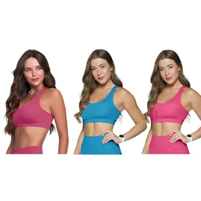 Top Canelado Selene Sem Costura - 3 Unidades - Feminino - Foto 1