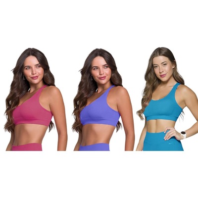Top Canelado Selene Sem Costura - 3 Unidades - Feminino - Foto 1