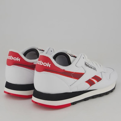 Tênis Reebok Classic Leather Branco e  Vermelho - Foto 3